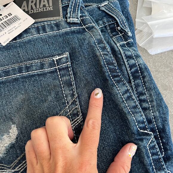 ARIAT Men's M5 Straight Devon Straight Jean Size 38X38 In Bayou Wash - Picture 13 of 14